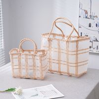 Ins Sommer Coole Farbe Transparente Gefrostete Gelee Tasche Handtasche Frauen Einkaufstasche Mit Großer Kapazität Gewebter Gemüse Korb main image 4