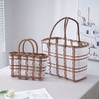 Ins Summer Cool Colorful Transparent Frosted Jelly Bag Handbag Women's Large Capacity Totes Woven Vegetable Basket sku image 11