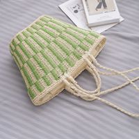 Women's Medium Straw Stripe Basic Square Zipper Shoulder Bag Straw Bag main image 2