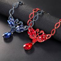 Fashion Geometric Alloy Inlay Rhinestone Glass Earrings Necklace 1 Set main image 8