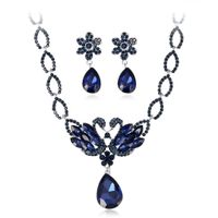 Fashion Geometric Alloy Inlay Rhinestone Glass Earrings Necklace 1 Set main image 4