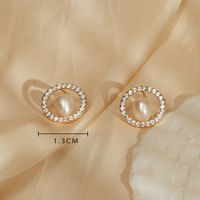 Fashion Round Copper Ear Studs Plating Pearl Zircon Copper Earrings sku image 1