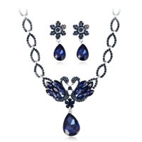 Fashion Geometric Alloy Inlay Rhinestone Glass Earrings Necklace 1 Set sku image 3