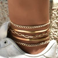 Simple Style Geometric Metal Chain Anklet 5 Piece Set main image 1