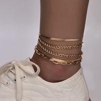 Simple Style Geometric Metal Chain Anklet 5 Piece Set main image 4
