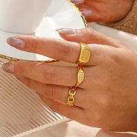 Fashion Number Stainless Steel Gold Plated Plating Gold Plated Rings main image 5