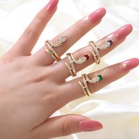 Novelty Snake Copper Open Ring Plating Inlaid Zircon Copper Rings main image 1