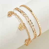 Simple Style Butterfly Alloy Layered Alloy Anklet 3 Piece Set main image 3