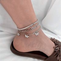 Simple Style Butterfly Alloy Layered Alloy Anklet 3 Piece Set main image 6