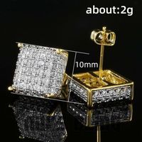 Fashion Square Copper Ear Studs Plating Rhinestones Copper Earrings main image 7