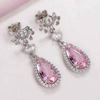 Fashion Round Water Droplets Copper Drop Earrings Plating Artificial Gemstones Artificial Diamond Copper Earrings main image 7
