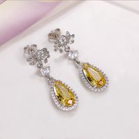 Fashion Round Water Droplets Copper Drop Earrings Plating Artificial Gemstones Artificial Diamond Copper Earrings main image 9