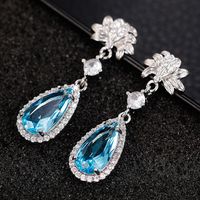 Fashion Round Water Droplets Copper Drop Earrings Plating Artificial Gemstones Artificial Diamond Copper Earrings main image 2