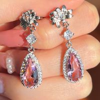 Fashion Round Water Droplets Copper Drop Earrings Plating Artificial Gemstones Artificial Diamond Copper Earrings main image 6