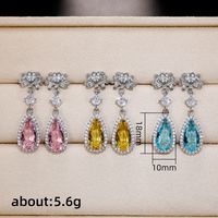 Fashion Round Water Droplets Copper Drop Earrings Plating Artificial Gemstones Artificial Diamond Copper Earrings main image 10