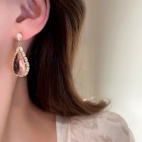 Mode Les Gouttelettes D'eau Le Cuivre Des Boucles D'oreilles Incruster Zircon Boucles D'oreilles En Cuivre main image 5