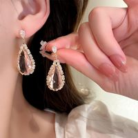 Fashion Water Droplets Copper Earrings Inlay Zircon Copper Earrings main image 4