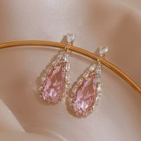 Mode Les Gouttelettes D'eau Le Cuivre Des Boucles D'oreilles Incruster Zircon Boucles D'oreilles En Cuivre sku image 1