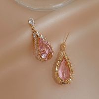 Fashion Water Droplets Copper Earrings Inlay Zircon Copper Earrings main image 3