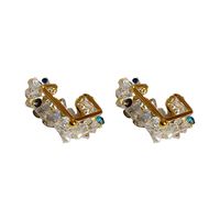 Fashion Geometric Copper Earrings Inlay Artificial Rhinestones Crystal Copper Earrings main image 5