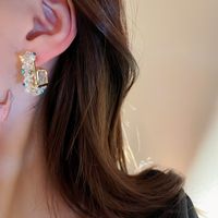 Fashion Geometric Copper Earrings Inlay Artificial Rhinestones Crystal Copper Earrings main image 4