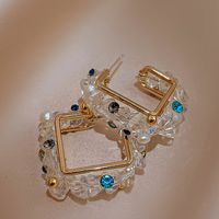 Fashion Geometric Copper Earrings Inlay Artificial Rhinestones Crystal Copper Earrings sku image 1