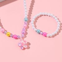 Süss Blume Kunststoff Handgemacht Künstliche Perlen Halskette Mit Anhänger Armbänder main image 4