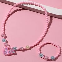 Sweet Heart Shape Plastic Beaded Resin Girl's Pendant Necklace Bracelets main image 1