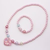 Sweet Heart Shape Plastic Beaded Resin Girl's Pendant Necklace Bracelets main image 5