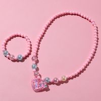 Sweet Heart Shape Plastic Beaded Resin Girl's Pendant Necklace Bracelets main image 3