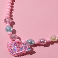 Sweet Heart Shape Plastic Beaded Resin Girl's Pendant Necklace Bracelets main image 2