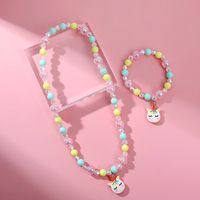 Cartoon Style Unicorn Plastic Resin Beaded Pendant Necklace Bracelets main image 4