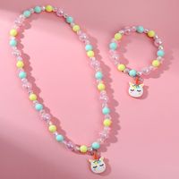 Cartoon Style Unicorn Plastic Resin Beaded Pendant Necklace Bracelets main image 3