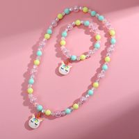 Cartoon Style Unicorn Plastic Resin Beaded Pendant Necklace Bracelets sku image 1