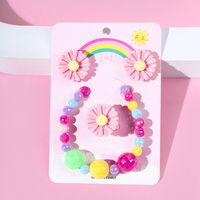 Cartoon Style Flower Plastic Beaded Rings Bracelets Earrings main image 1