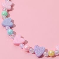 Cute Heart Shape Resin Beaded Bracelets Necklace 1 Set main image 3