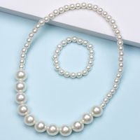 Simple Style Geometric Resin Beaded Artificial Pearl Bracelets Necklace 1 Set sku image 1