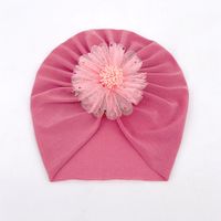 Baby Girl's Fashion Flower Net Yarn Baby Hat main image 3