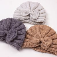 Children Unisex Fashion Solid Color Bow Knot Knitted Wool Cap main image 3