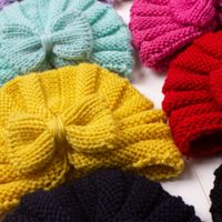 Children Unisex Fashion Solid Color Bow Knot Knitted Wool Cap main image 4