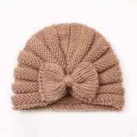 Children Unisex Fashion Solid Color Bow Knot Knitted Wool Cap sku image 2
