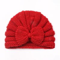 Children Unisex Fashion Solid Color Bow Knot Knitted Wool Cap sku image 11