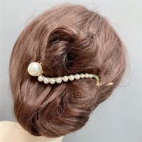 Elegant Geometric Alloy Inlay Artificial Pearl Hair Clip 1 Piece main image 4