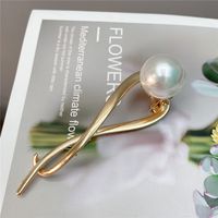 Elegant Geometric Alloy Inlay Artificial Pearl Hair Clip 1 Piece sku image 1