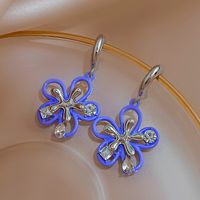 Fashion Flower Alloy Inlay Artificial Rhinestones Earrings sku image 1