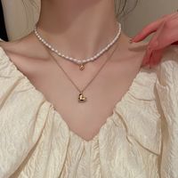 Fashion Heart Shape Alloy Pearl Plating Necklace main image 4
