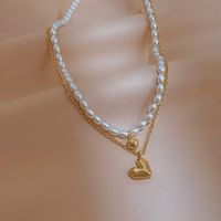 Fashion Heart Shape Alloy Pearl Plating Necklace main image 1