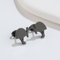 1 Pair Fashion Rabbit Turkey Cat Titanium Steel Plating Hollow Out Ear Studs sku image 18