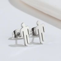 1 Pair Fashion Star Moon Wings Titanium Steel Asymmetrical Plating Hollow Out Ear Studs sku image 4