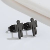 1 Pair Fashion Star Moon Wings Titanium Steel Asymmetrical Plating Hollow Out Ear Studs sku image 22